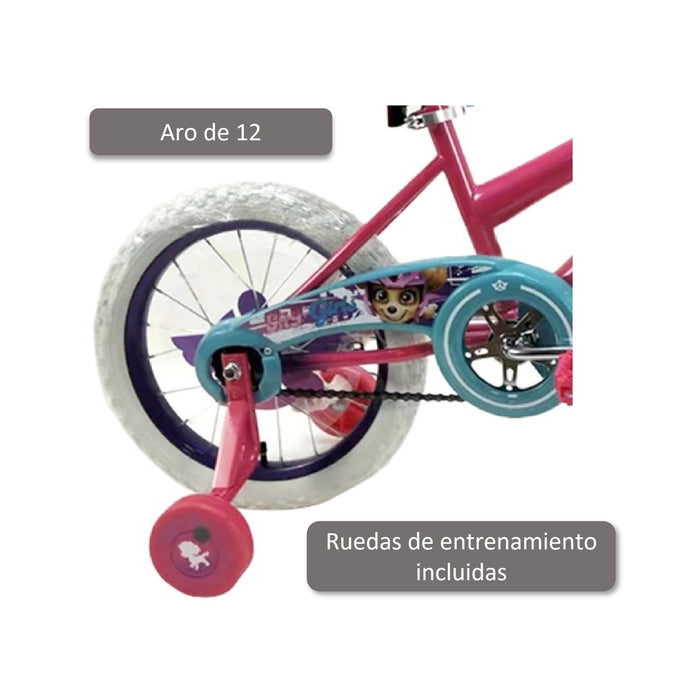 Bicicleta Infantil Paw Patrol La Pelicula Skay Aro 12 Rosado