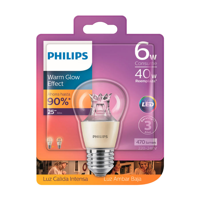 Ampolleta LED Philips Master LED Lustre E27 6W Calida