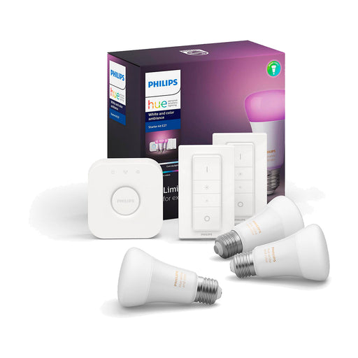 Kit Philips Hue Bridge + 3 Ampolletas Color BT + 2 Dimmer