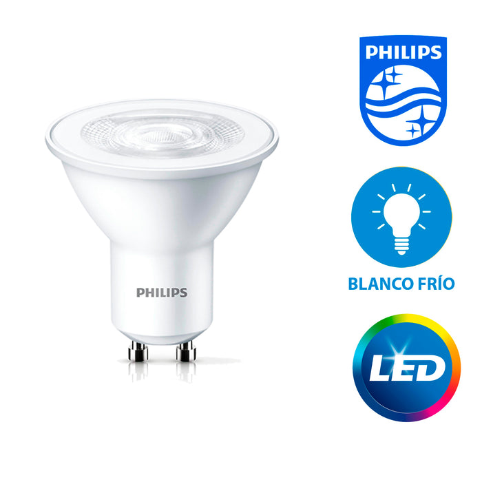 Pack 6 Ampolletas LED Philips GU10 3.8W Luz Fria