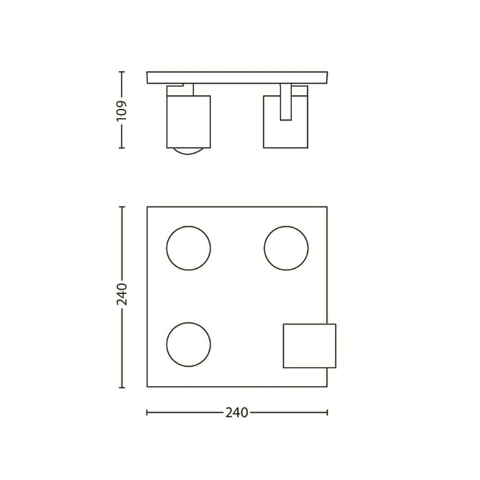 Aplique de Techo Philips Runner 4x Blanco