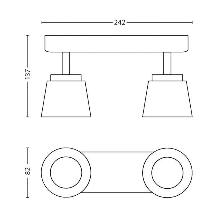 Aplique de Techo Philips Dender 2x4 Watts Blanco