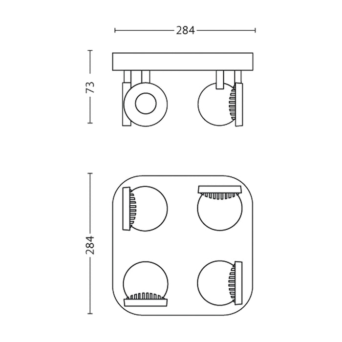 Aplique de Techo Philips Scope 4x4W Blanco