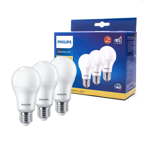 Pack 3 Ampolletas LED Philips Essential 4W E27 Calida