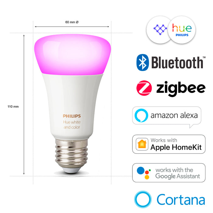 Kit Philips Hue 3 Ampolletas Led E27 + Bridge