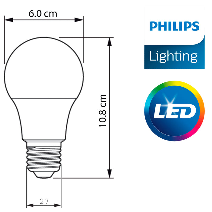 Ampolleta LED Philips E27 A60 7.5W Luz Calida