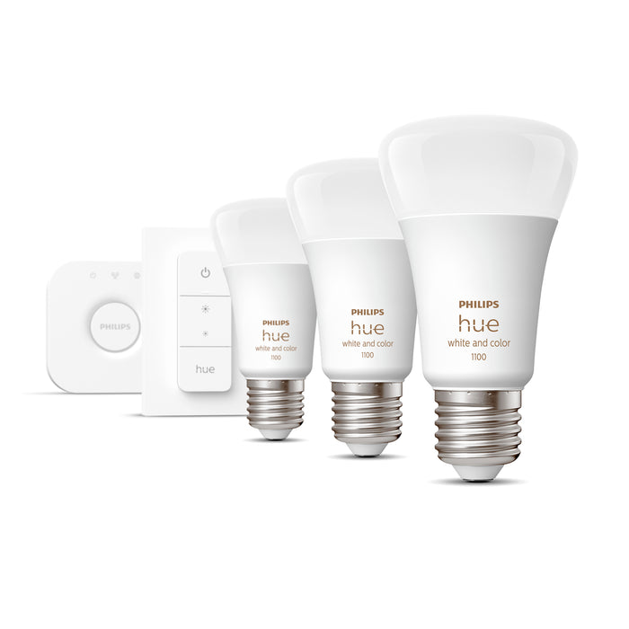 Kit Philips Hue 3 Ampolletas Color + Bridge + Switch