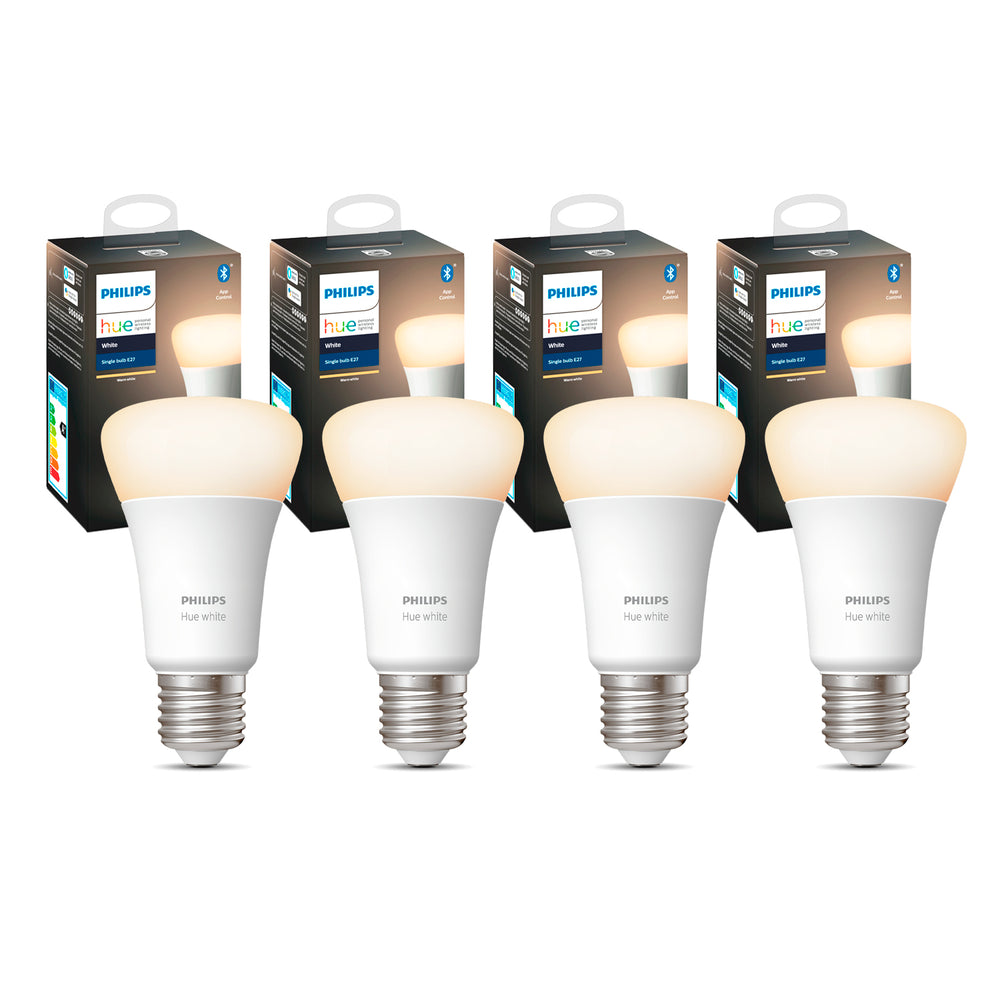 Pack Philips Hue 4 Ampolletas Hue Blanco Calido 9.5 W