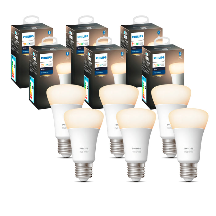 Pack Philips Hue 6 Ampolletas Hue Blanco Calido 9.5 W