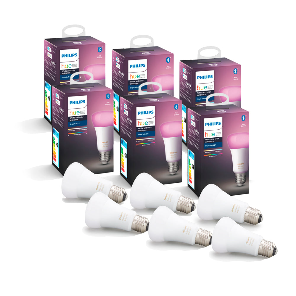 Pack Philips Hue 6 Ampolletas E27 Color