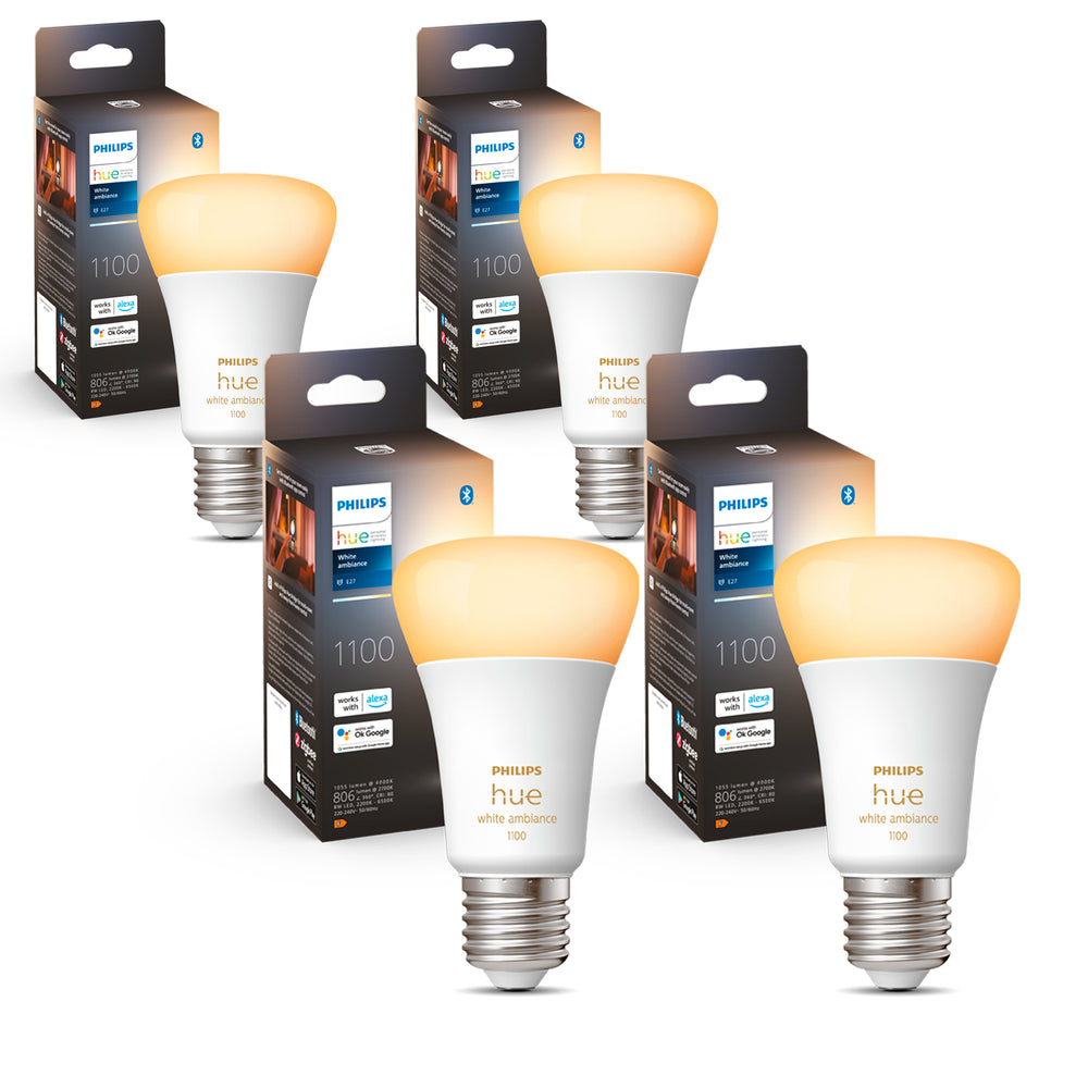 Pack Philips Hue 4 Ampolletas LED E27 Luz Fria & Calida 8w