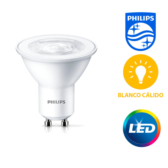 Pack 4 Ampolletas LED Philips GU10 3.8W Luz Calida