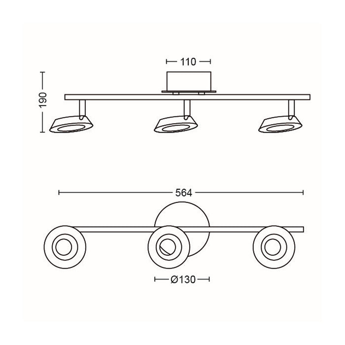 Aplique de Techo Philips Mackinaw 3x 5W Cromado