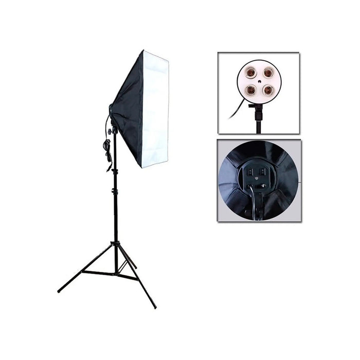 Pack Kit 1 Caja De Luz Softbox + 1 Tripode + 4 Ampolletas LED SEC