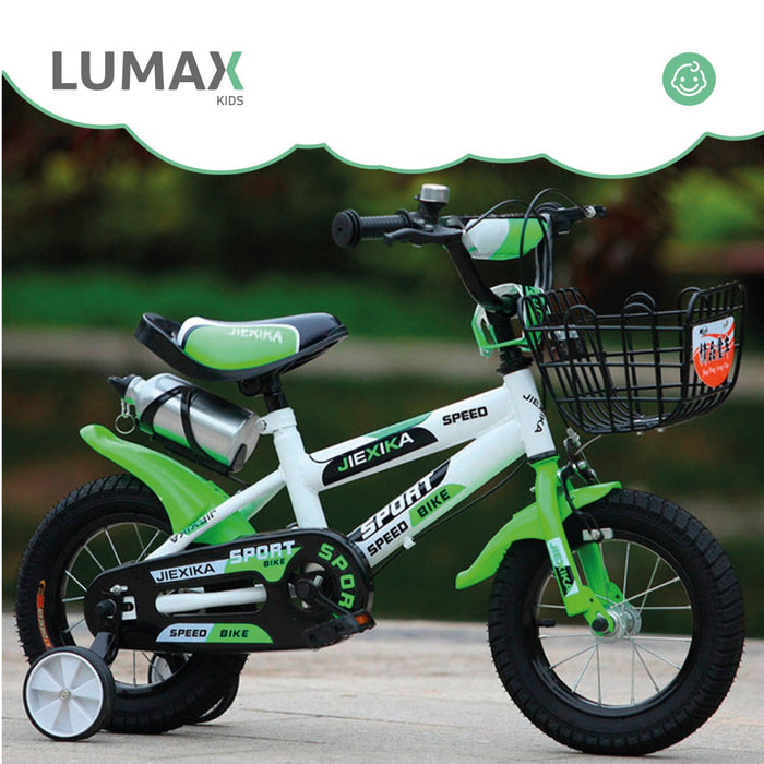 Bicicleta Infantil Lumax Aro 12 Verde Con Rueditas