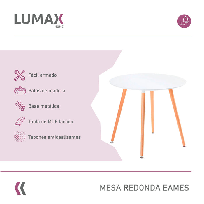 Mesa Eames Redonda 120cm Blanca Muebles Metinca