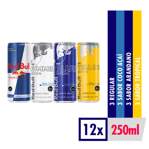 Bebida Energetica Red Bull Mix De Sabores 12 Latas De 250ml