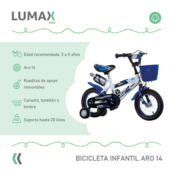 Bicicleta Infantil Lumax Aro 14 Color Azul