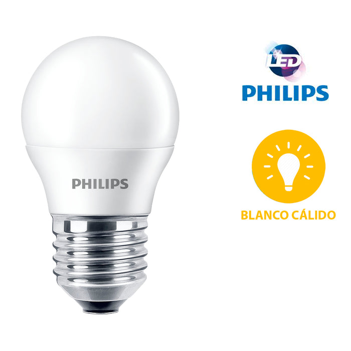 Pack 2 Ampolletas LED Philips Gota E27 G45 4W Luz Calida