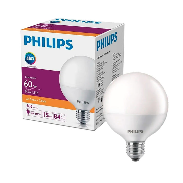 Ampolleta LED Philips Globo G30 E27 9.5W Calida