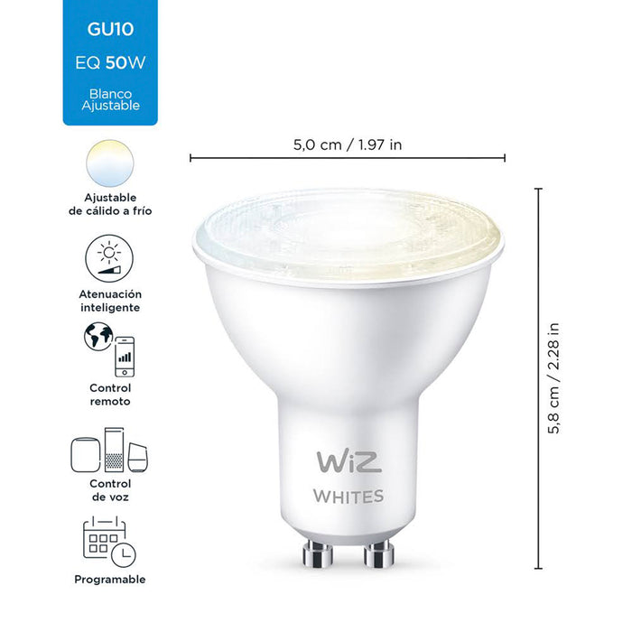 Ampolleta LED Inteligente WiZ Luz Fria & Calida 4.9W GU10 WiFi