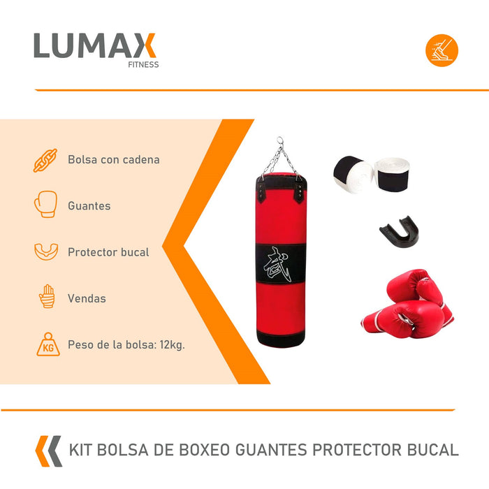 Kit Bolsa De Boxeo Guantes Protector Bucal